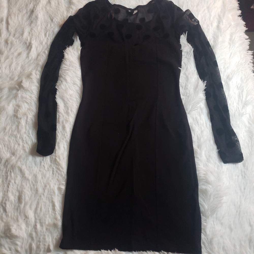 Divided by H & M - Black lace polka dot dress, Size 4